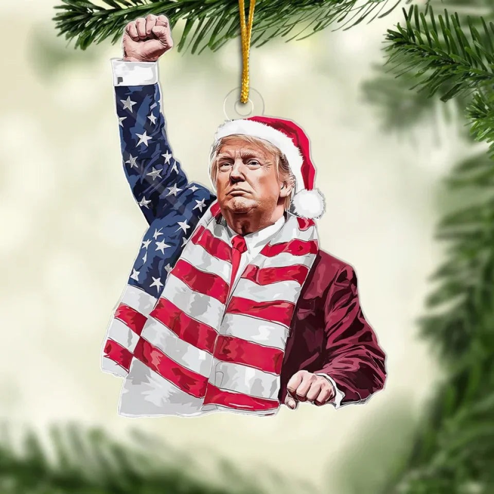 Santa Trump Fight Ornament Shape Trump Campaign 2024 President Election Ornament MAGA Gifts Santa Trump Fight Ornament Shape Trump Campaign 2024 President Election Ornament MAGA Gifts