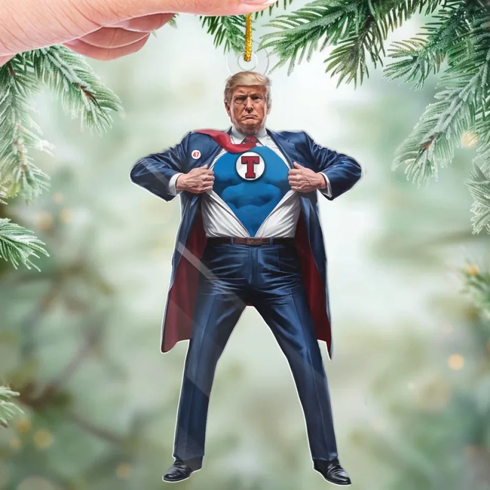 Superman Trump 2024 Ornament MAGA Political Ornament For Christmas Tree Trump For President Superman Trump 2024 Ornament MAGA Political Ornament For Christmas Tree Trump For President