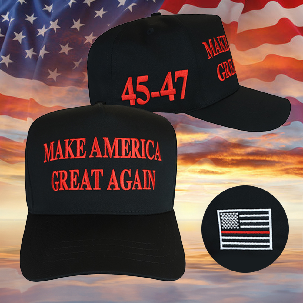 Thin Red Line Dark Maga Hat Embroidered Black MAGA Hat Firefighters For Trump 2024 Merch Thin Red Line Dark Maga Hat Embroidered Black MAGA Hat Firefighters For Trump 2024 Merch